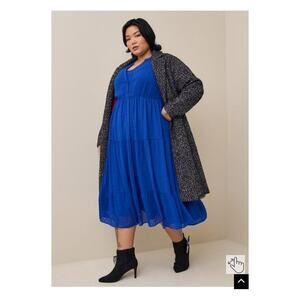Torrid Blue Clip Dot Tiered Midi Dress Sz.3